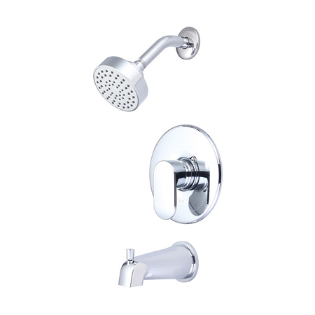 OLYMPIA FAUCETS Single Handle Tub/Shower Trim Set, Wallmount, Polished Chrome T-2330